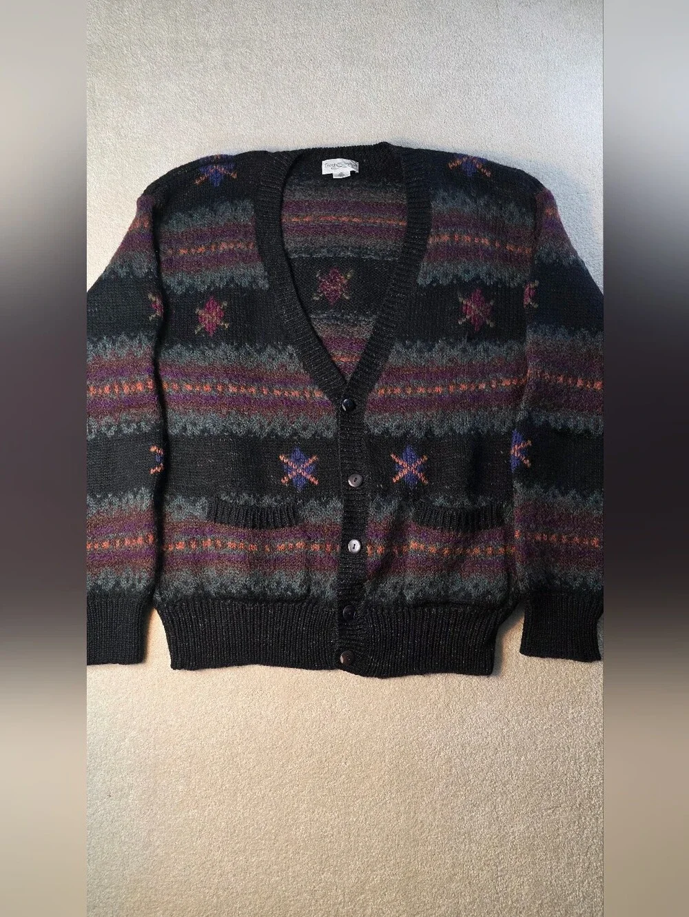 Vintage Tricots St. Raphael Cardigan Sweater New Wool Nordic Academia Mens XL